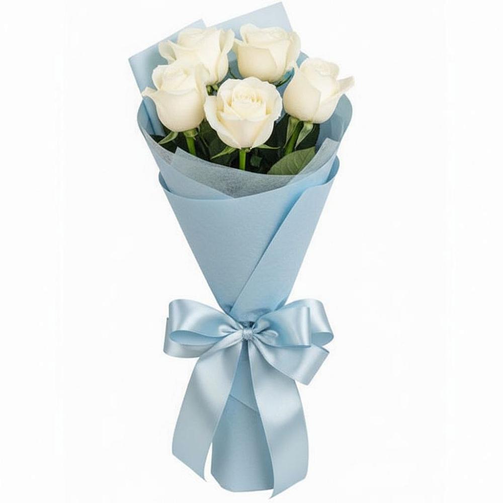 Букет 5 Белых роз Проуд в Лабинске