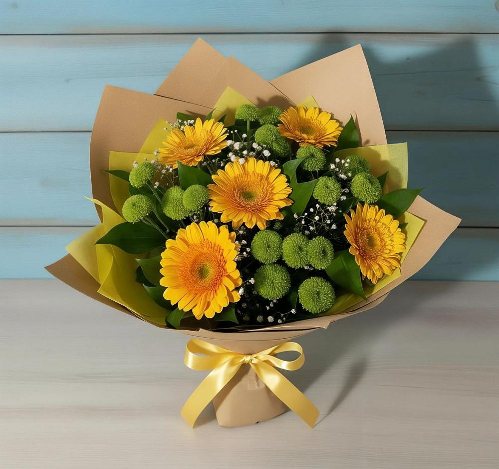 Букет цветов из: Герберы и Хризантемы в Лабинске