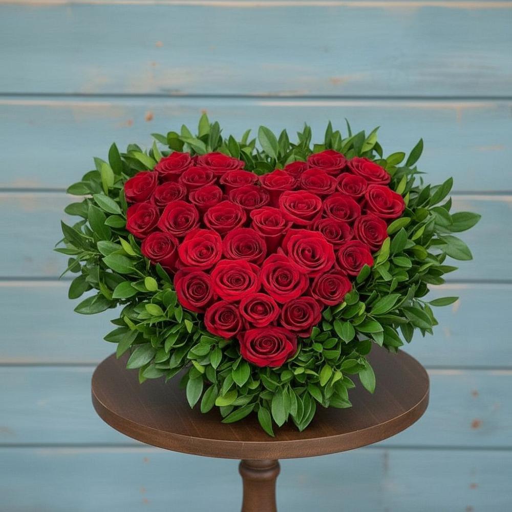 Цветочная композиция из Розы в виде сердца в Лабинске