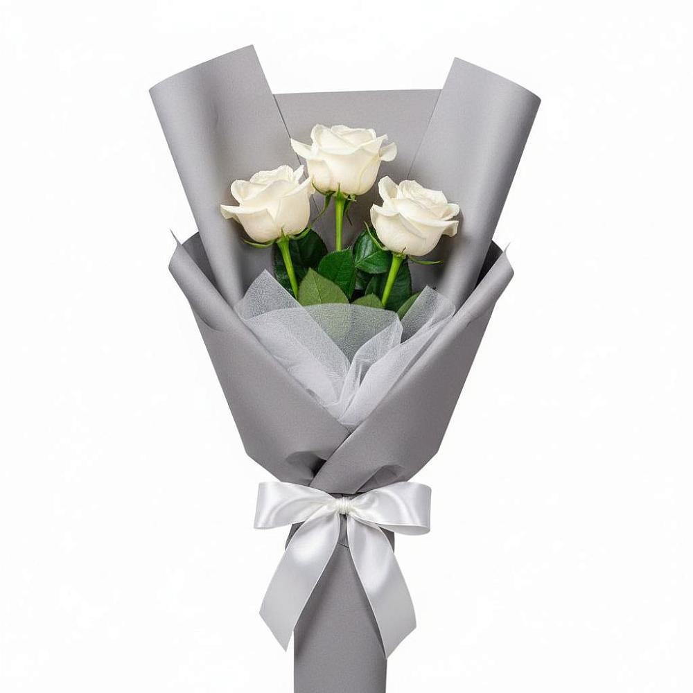 Букет 3 белые розы в Лабинске