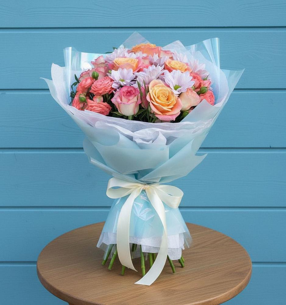 Букет цветов из: Хризантемы и Розы в Лабинске